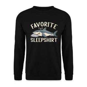 Official Sleep Shirt Funny Shark Pajamas - Unisex Sweatshirt - black - Front - Alina (178cm) & Michal (187cm)