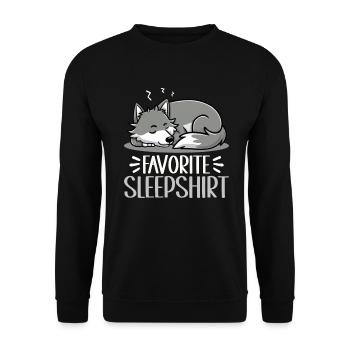 Offizielles Schlafshirt Wölfin Lustiger Wolf - Unisex Pullover - Schwarz - Vorne - Alina (178cm) & Michal (187cm)