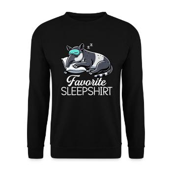 Offizielles Schlafshirt Lustiger Tapir Pyjama - Unisex Pullover - Schwarz - Vorne - Alina (178cm) & Michal (187cm)
