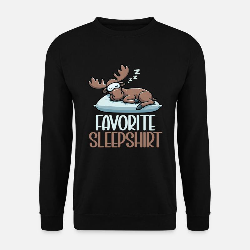 Official Sleeping Shirt Funny Moose - Unisex Sweatshirt - black