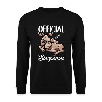 Offizielles Schlafshirt Lustiger Elch - Unisex Pullover - Schwarz - Vorne - Alina (178cm) & Michal (187cm)