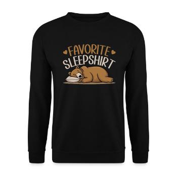 Offizielles Schlafshirt Lustiger Grizzly Bär - Unisex Pullover - Schwarz - Vorne - Alina (178cm) & Michal (187cm)