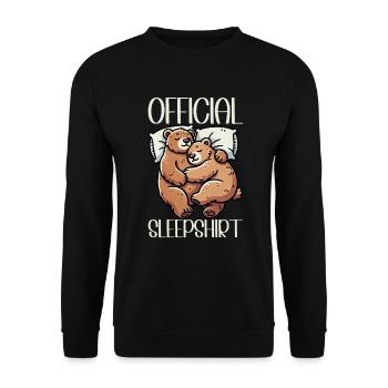 Offizielles Schlafshirt Lustiger Grizzly Bär - Unisex Pullover - Schwarz - Vorne - Alina (178cm) & Michal (187cm)