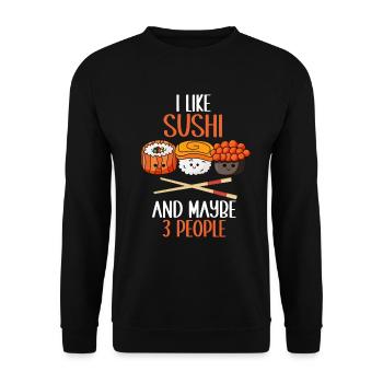 Sushi Japaner Foodliebhaber Nigiri Neko Sushi - Unisex Pullover - Schwarz - Vorne - Alina (178cm) & Michal (187cm)