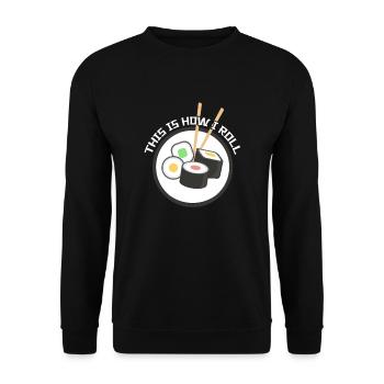Sushi Japaner Foodliebhaber Nigiri Neko Sushi - Unisex Pullover - Schwarz - Vorne - Alina (178cm) & Michal (187cm)