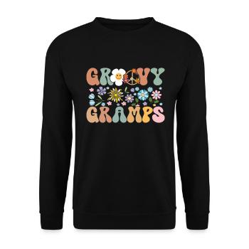 Groovy Grandpa Retro Matching Family Birthday - Unisex Sweatshirt - black - Front - Alina (178cm) & Michal (187cm)