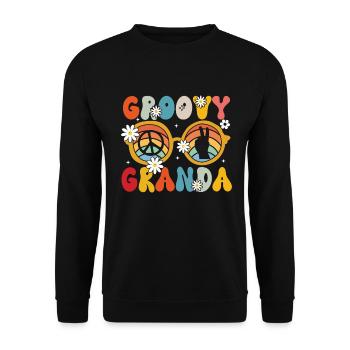 Groovy Grandpa Retro Matching Family Birthday - Unisex Sweatshirt - black - Front - Alina (178cm) & Michal (187cm)