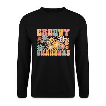 Groovy Grandpa Retro Matching Family Birthday - Unisex Sweatshirt - black - Front - Alina (178cm) & Michal (187cm)