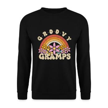 Groovy Grandpa Retro Matching Family Birthday - Unisex Sweatshirt - black - Front - Alina (178cm) & Michal (187cm)
