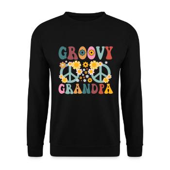 Groovy Grandpa Retro Matching Family Birthday - Unisex Sweatshirt - black - Front - Alina (178cm) & Michal (187cm)