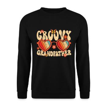 Groovy Grandpa Retro Matching Family Birthday - Unisex Sweatshirt - black - Front - Alina (178cm) & Michal (187cm)