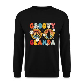 Groovy Grandpa Retro Matching Family Birthday - Unisex Sweatshirt - black - Front - Alina (178cm) & Michal (187cm)