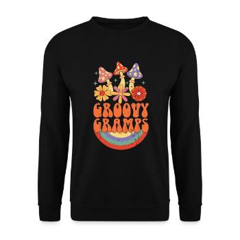 Groovy Grandpa Retro Matching Family Birthday - Unisex Sweatshirt - black - Front - Alina (178cm) & Michal (187cm)