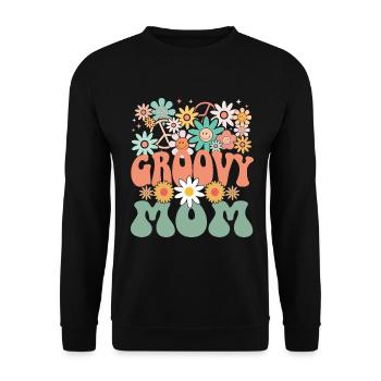 Groovy Mama Retro Mutter Mutter Matching Familie - Unisex Pullover - Schwarz - Vorne - Alina (178cm) & Michal (187cm)