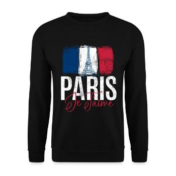 France Paris Tour Eiffel France Drapeau - Sweat-shirt Unisexe - noir - Devant - Alina (178cm) & Michal (187cm)