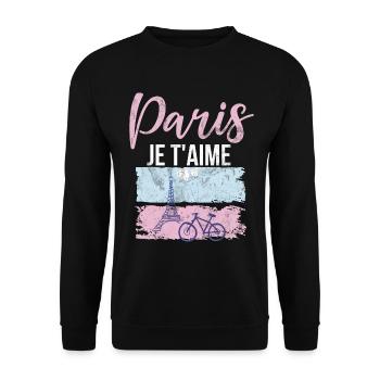 Frankreich Paris Eiffelturm Frankreich Flagge - Unisex Pullover - Schwarz - Vorne - Alina (178cm) & Michal (187cm)