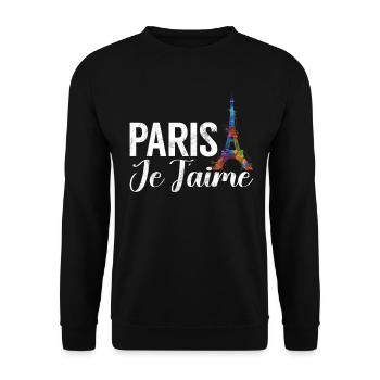 France Paris Tour Eiffel France Drapeau - Sweat-shirt Unisexe - noir - Devant - Alina (178cm) & Michal (187cm)