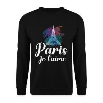 Frankreich Paris Eiffelturm Frankreich Flagge - Unisex Pullover - Schwarz - Vorne - Alina (178cm) & Michal (187cm)
