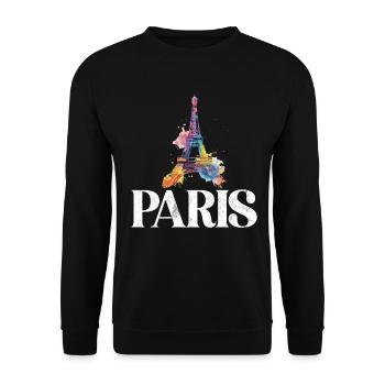 France Paris Tour Eiffel France Drapeau - Sweat-shirt Unisexe - noir - Devant - Alina (178cm) & Michal (187cm)