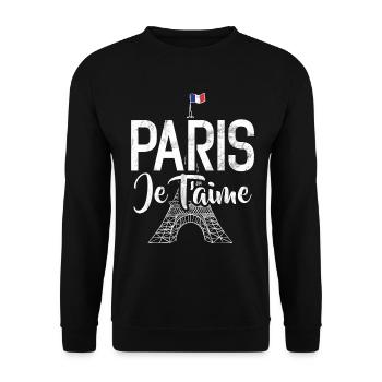 Frankreich Paris Eiffelturm Frankreich Flagge - Unisex Pullover - Schwarz - Vorne - Alina (178cm) & Michal (187cm)