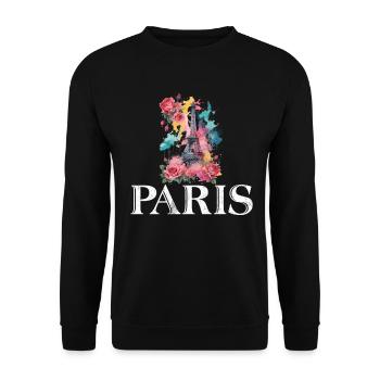 France Paris Tour Eiffel France Drapeau - Sweat-shirt Unisexe - noir - Devant - Alina (178cm) & Michal (187cm)