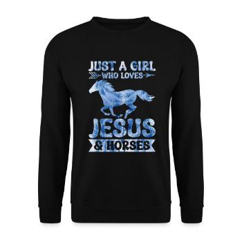 Jesus and Horses Riding Riding - Unisex Sweatshirt - black - Front - Alina (178cm) & Michal (187cm)