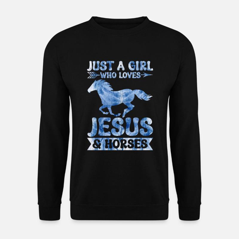 Jesus Und Pferde Reiten Reitreit - Unisex Pullover - Schwarz