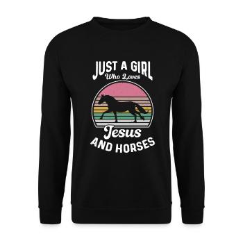Jesus and Horses Riding Riding - Unisex Sweatshirt - black - Front - Alina (178cm) & Michal (187cm)