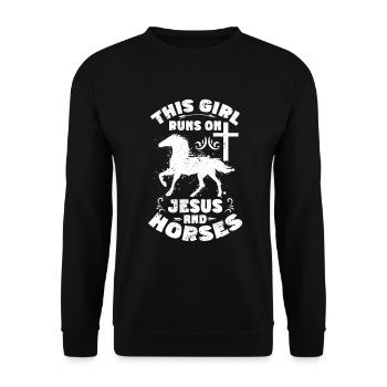 Jesus and Horses Riding Riding - Unisex Sweatshirt - black - Front - Alina (178cm) & Michal (187cm)
