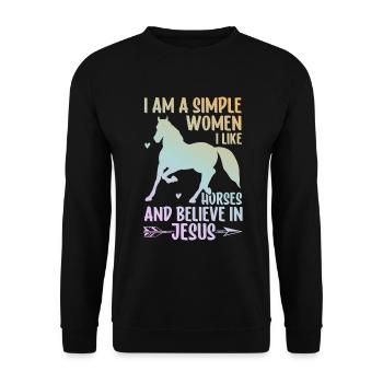 Jesus and Horses Riding Riding - Unisex Sweatshirt - black - Front - Alina (178cm) & Michal (187cm)