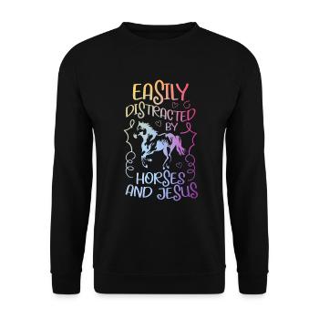 Jesus and Horses Riding Riding - Unisex Sweatshirt - black - Front - Alina (178cm) & Michal (187cm)