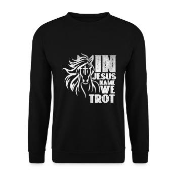 Jesus and Horses Riding Riding - Unisex Sweatshirt - black - Front - Alina (178cm) & Michal (187cm)