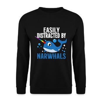 Mer de narval Mignon amoureux du narwhaler - Sweat-shirt Unisexe - noir - Devant - Alina (178cm) & Michal (187cm)
