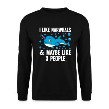 Mer de narval Mignon amoureux du narwhaler - Sweat-shirt Unisexe - noir - Devant - Alina (178cm) & Michal (187cm)