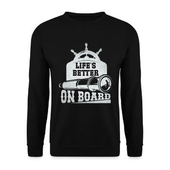Boat Captain Funny Boat Sailing Lake Boater - Unisex Sweatshirt - black - Front - Alina (178cm) & Michal (187cm)