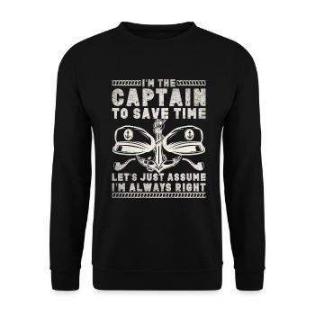 Boat Captain Funny Boat Sailing Lake Boater - Unisex Sweatshirt - black - Front - Alina (178cm) & Michal (187cm)