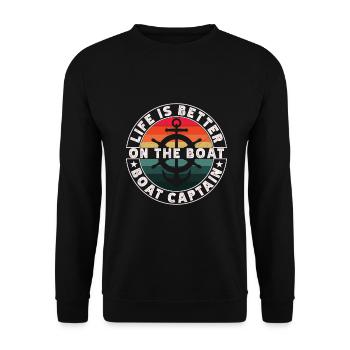 Boat Captain Funny Boat Sailing Lake Boater - Unisex Sweatshirt - black - Front - Alina (178cm) & Michal (187cm)