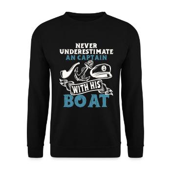 Boat Captain Funny Boat Sailing Lake Boater - Unisex Sweatshirt - black - Front - Alina (178cm) & Michal (187cm)