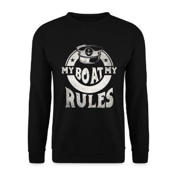 Boat Captain Funny Boat Sailing Lake Boater - Unisex Sweatshirt - black - Front - Alina (178cm) & Michal (187cm)