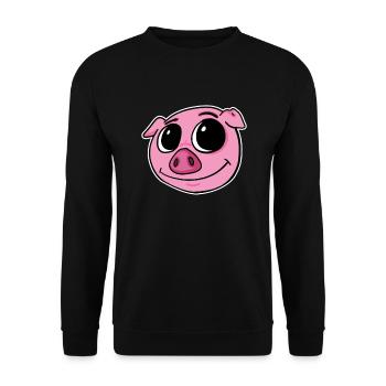 Pig Animal Head - Unisex Sweatshirt - black - Front - Alina (178cm) & Michal (187cm)