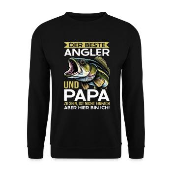 Angler Dad Fishing Rod Funny Father's Day Fisherman - Unisex Sweatshirt - black - Front - Alina (178cm) & Michal (187cm)