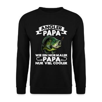 Angler Dad Fishing Rod Funny Father's Day Fisherman - Unisex Sweatshirt - black - Front - Alina (178cm) & Michal (187cm)