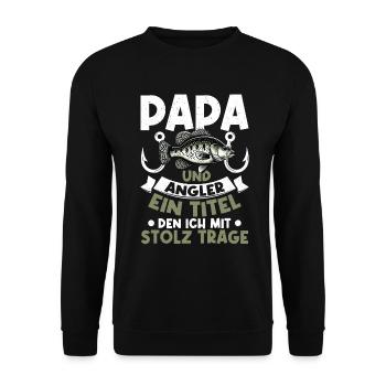 Angler Dad Fishing Rod Funny Father's Day Fisherman - Unisex Sweatshirt - black - Front - Alina (178cm) & Michal (187cm)