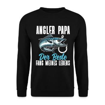 Angler Dad Fishing Rod Funny Father's Day Fisherman - Unisex Sweatshirt - black - Front - Alina (178cm) & Michal (187cm)