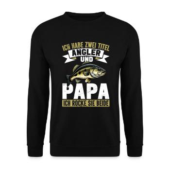 Angler Dad Fishing Rod Funny Father's Day Fisherman - Unisex Sweatshirt - black - Front - Alina (178cm) & Michal (187cm)