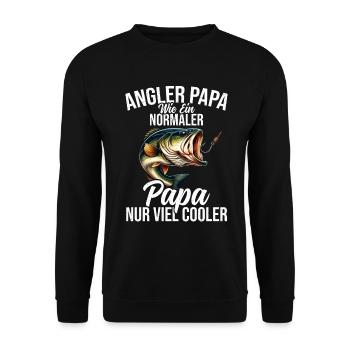 Angler Dad Fishing Rod Funny Father's Day Fisherman - Unisex Sweatshirt - black - Front - Alina (178cm) & Michal (187cm)
