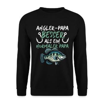 Angler Dad Fishing Rod Funny Father's Day Fisherman - Unisex Sweatshirt - black - Front - Alina (178cm) & Michal (187cm)