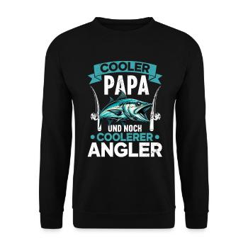 Angler Papa Angelrute Witziges Vatertag Fischer - Unisex Pullover - Schwarz - Vorne - Alina (178cm) & Michal (187cm)