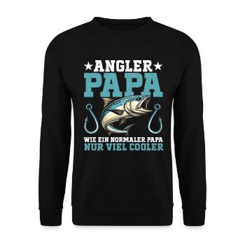 Angler Papa Angelrute Witziges Vatertag Fischer - Unisex Pullover - Schwarz - Vorne - Alina (178cm) & Michal (187cm)