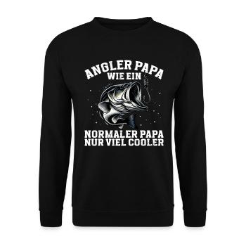 Angler Dad Fishing Rod Funny Father's Day Fisherman - Unisex Sweatshirt - black - Front - Alina (178cm) & Michal (187cm)